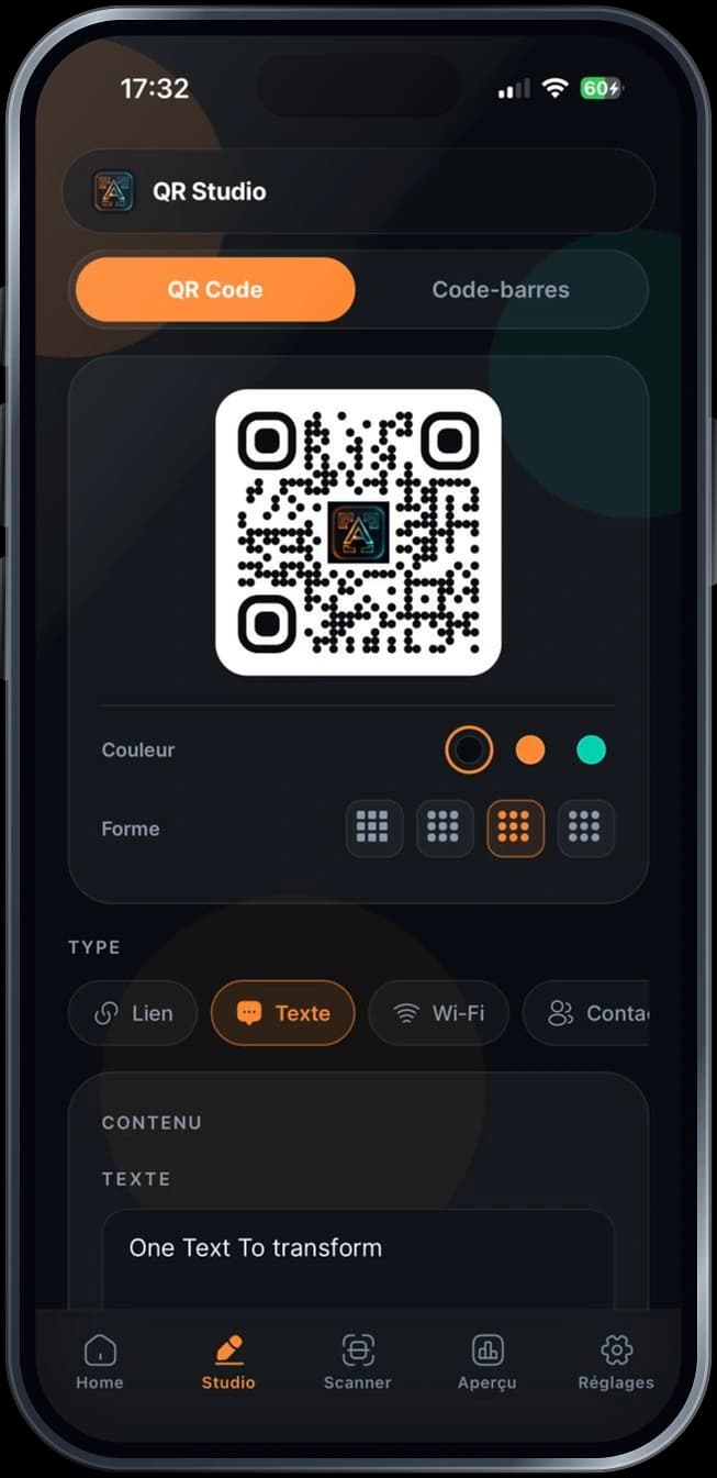 QR Studio — QR codes & codes-barres — capture 1