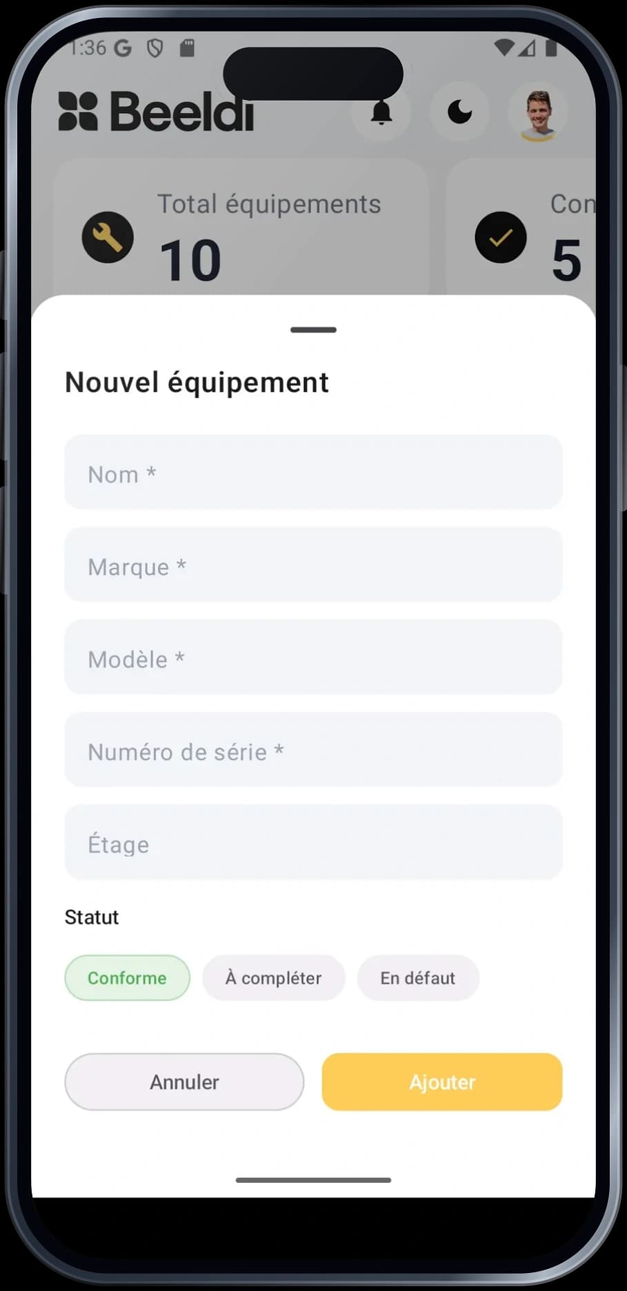 Beeldi — Gestion d'équipements — capture 1